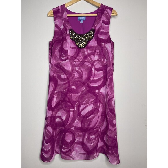 SIMPLY VERA by Vera Wang Sleeveless Dress Pullover Studded Lined Abstract Print - Picture 1 of 8